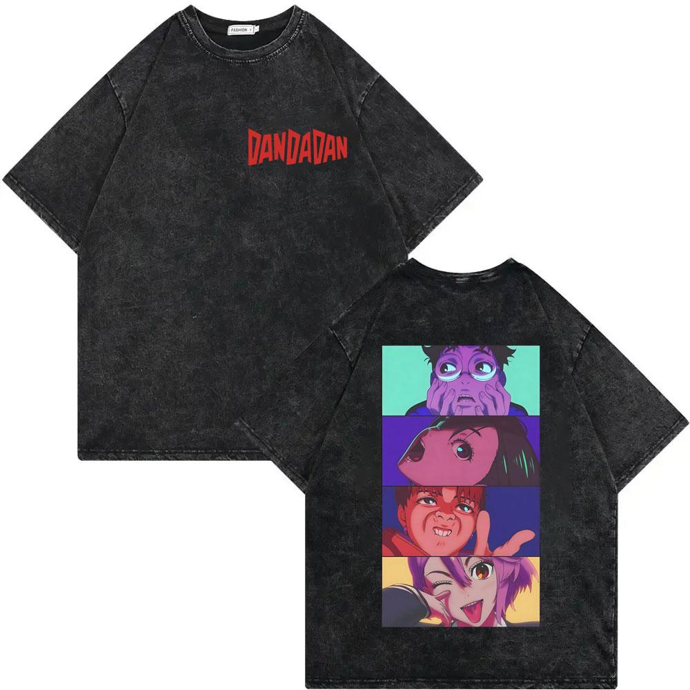 Dandadan Turbo Granny Anime Graphic T Shirts High Street Fashion Trend Vintage Washed Tshirt Men Women Casual Cotton Tshirts