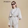 PORTS Women's Lapel Waist-Cinching Trench Coat