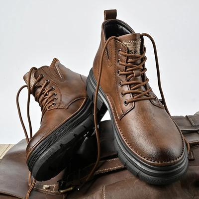 Newest Men's Boots Fashion Korean Style Ankle Boot Genuine Leather Soft Trend Botas Man Spring Outdoor Shoes