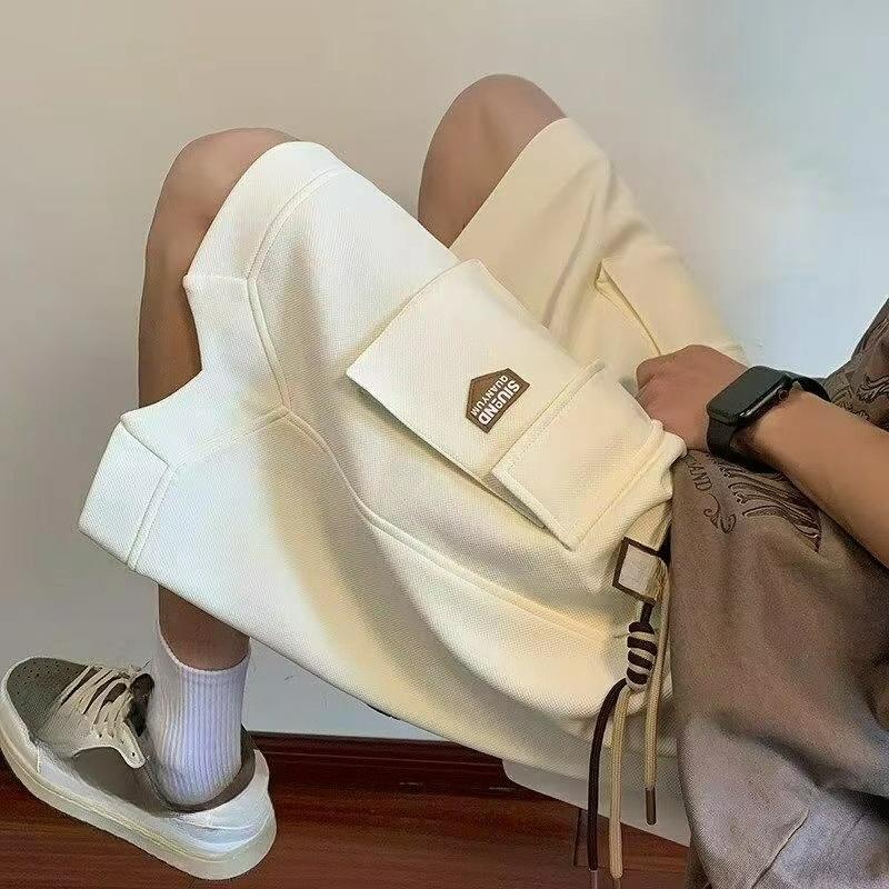 

Waffle Tooling Sports Shorts Men s Summer Thin Section Trend Loose All-match Casual Five-point Pants 4XL білий