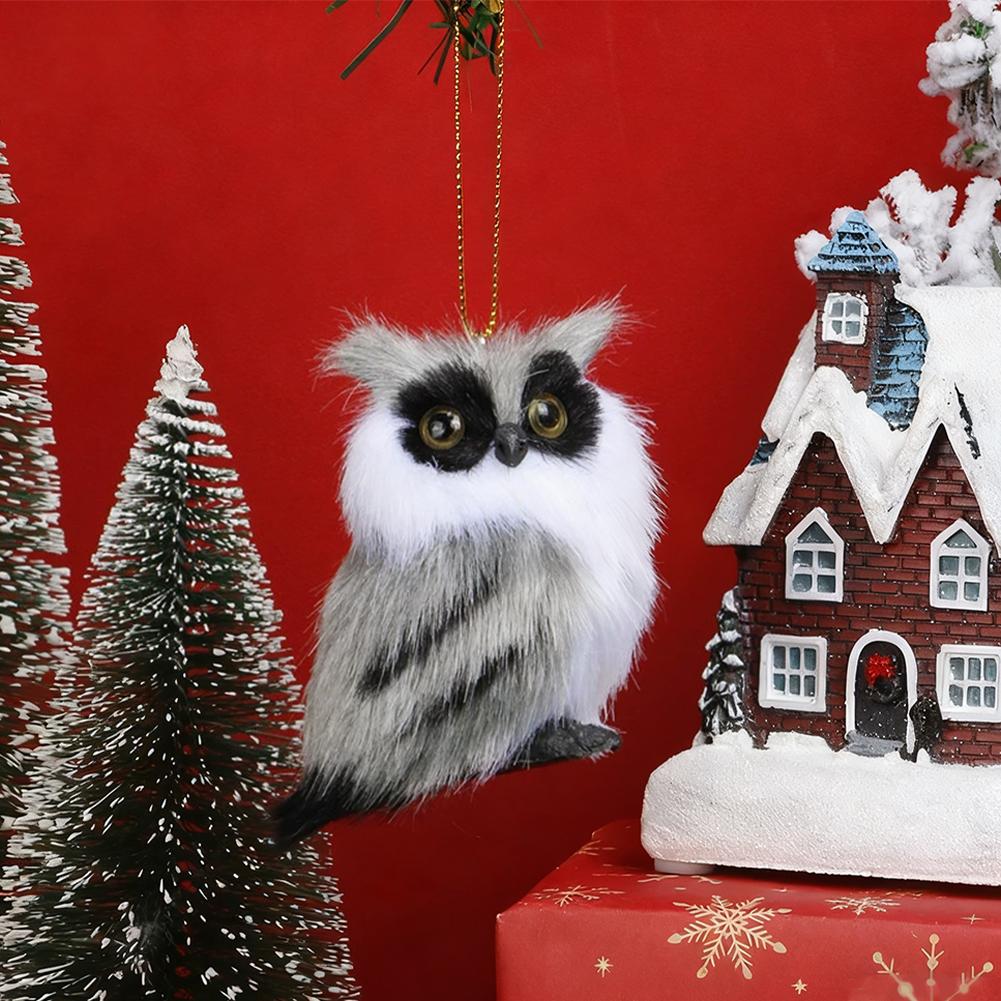 1Pc Cute Owl Mini White Black Simulation Furry Bird Ornament Decoration Adornment Simulation for Home Decor Christmas Pendant