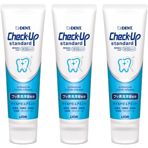 

Lion Dent Check-Up Standard Fluoride 1450 ppm, 135g x 3 packs, Mint