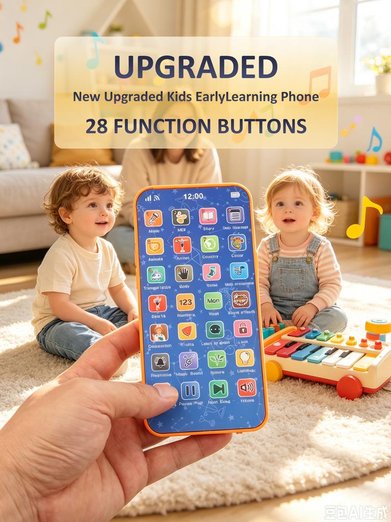 Children's Smart Realistic Toy Smartphone Educational Early Learning Device for Babies, Holiday Gift for Boys and Girls