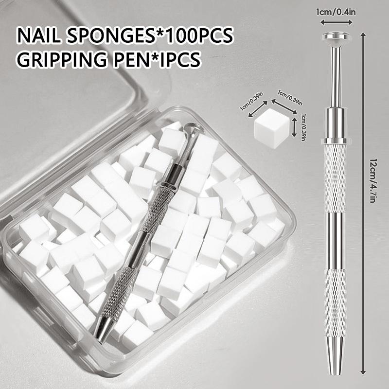 50/100Pcs Nail Art Gradient Sponge Pen Set With Replaceable Sponge Heads And Non Slip Metal Handle Perfect For Home Diy