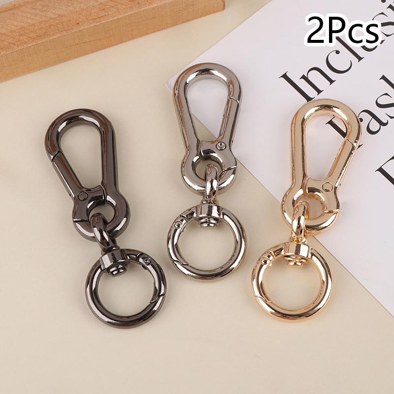 2 st Metall Fjäder Snäpphakar Klämma Bilnycklar Nyckelring Trigger Fjäder Vridbara Spännen För Väskor Nycklar