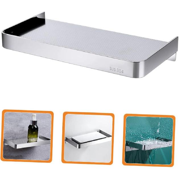 Wall Mounted Phone Shelf Bathroom Toilet Phone Holder Wall Mount Phone Rack Restroom Washroom Brushed Finish