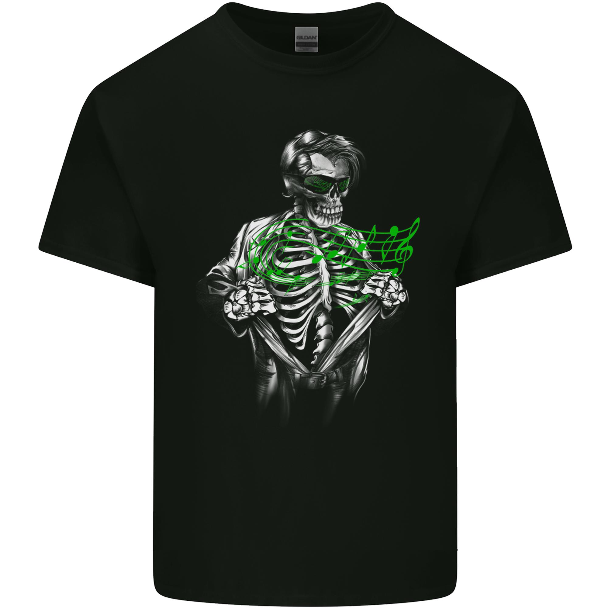 Rockabilly Skeleton Music Skull Hot Rod Unisexs Light Cotton TShirt S