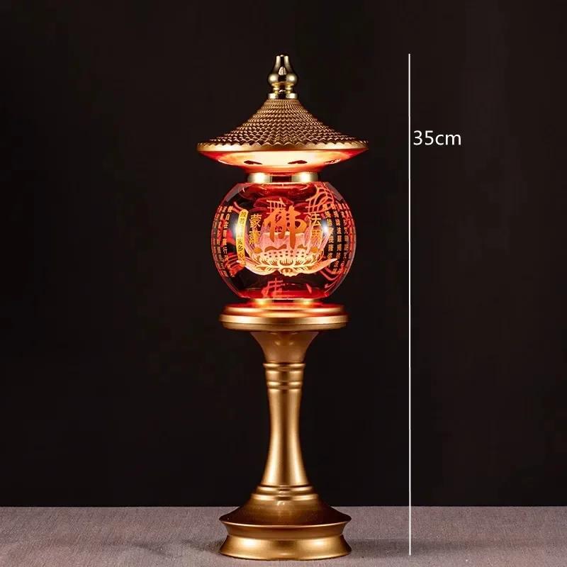 Home Decoration, Alloy Crystal Ball LED Seven Color Lotus Lamp, Buddha Offering Lamp, Meditation, Buddha Tools and Supplies