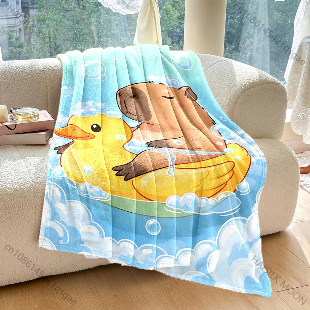 Mehrgrößen-Karikatur-Capybaras-Druck Warme und bequeme Decken für Erwachsene und Kinder Luxuriöse Geschenke für Zuhause, Reise, Camping