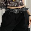 Punk Adjustable Women's Belt Embellished with Retro Studs and Carved Detailing for Edgy Fashion Looks