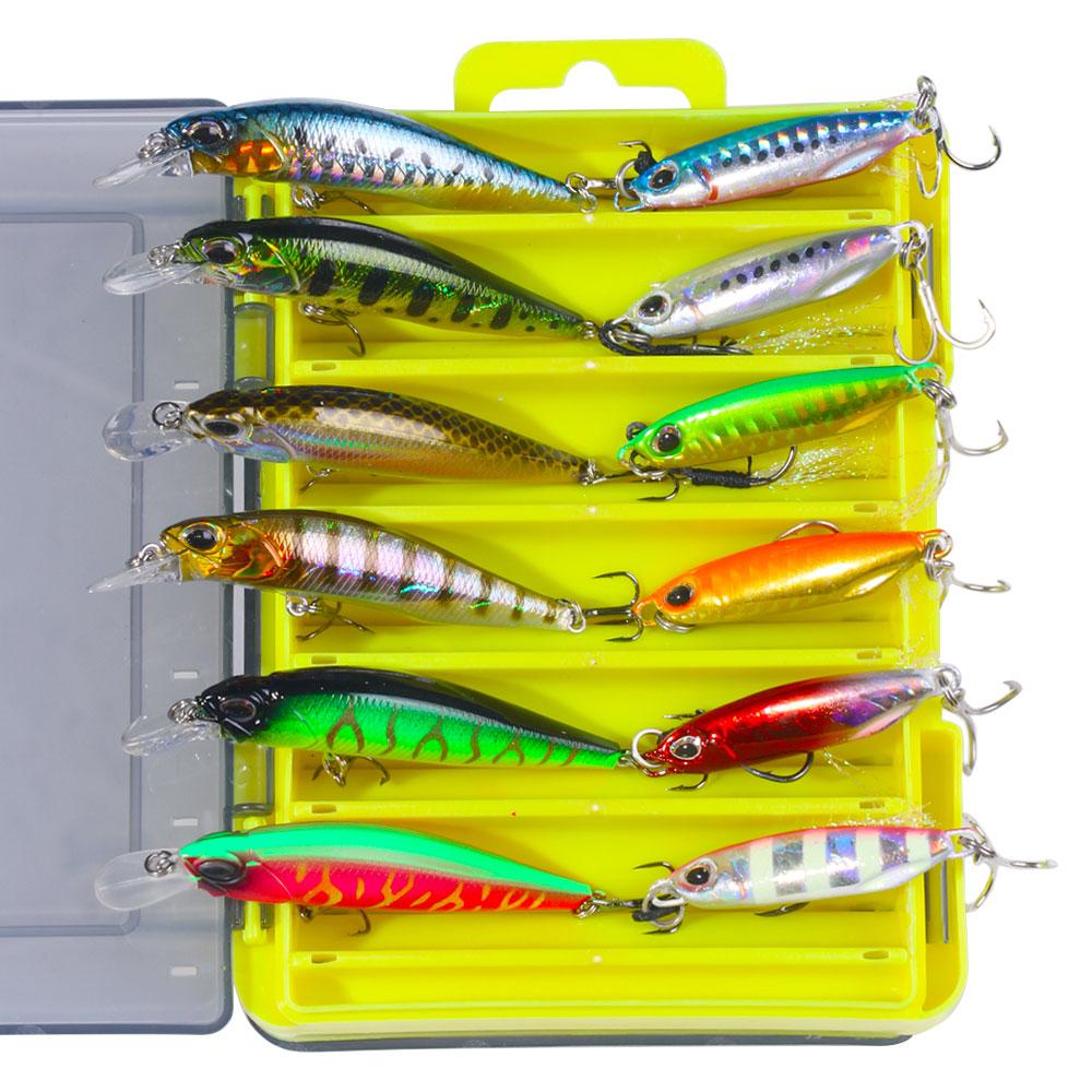 12 шт./коробка набор приманок для ловли рыбы Minnow с коробкой набор искусственных приманок для ловли окуня для рыболовных снастей JerkBait окунь щука