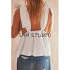 Spring New Women's Clothing Vacation Style Short Drawstring Bowknot Decoration Poplin V-neck Tops 2760200