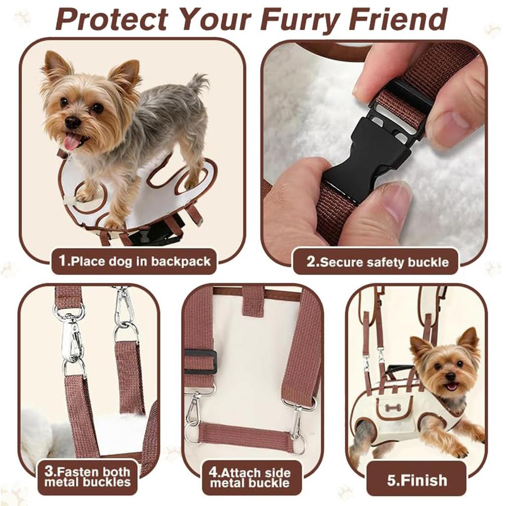 Honden Reisrugzak met Riembevestiging, Ademend, Draagbaar, Schouder- en Crossbodyband voor Wandelen en Hiken