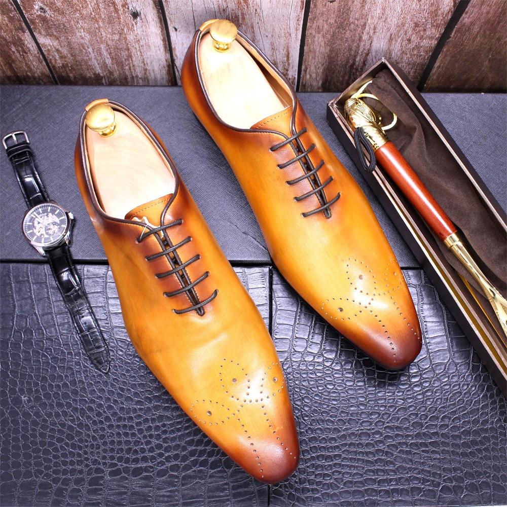 Leather shoes men's hand-polished leather men's shoes pointed business casual leather shoes men's