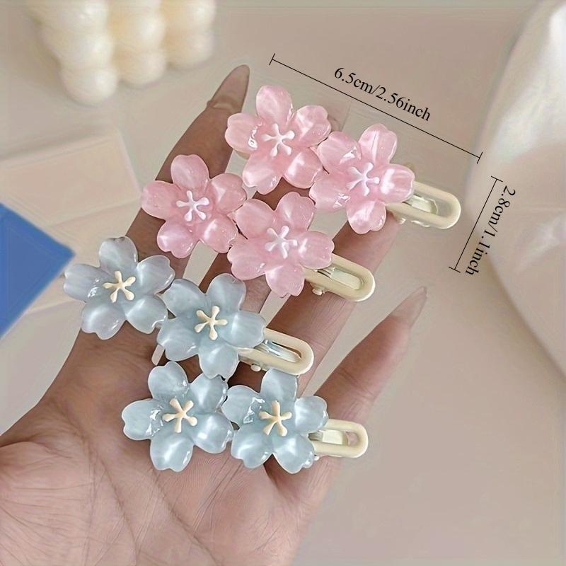 2 little girls transparent cherry blossom hairpin lace clip girl cute flower duck bill clip bangs clip headdress