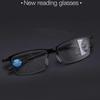 Progressive Reading Glasses Multifocal Anti-blue Light Glass Glasses Half Frame Metal Alloy Men and Women +1.0 +1.5 To +4.0