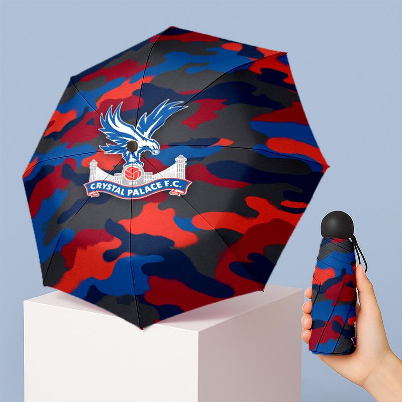 Crystal Palace Football Pattern Printed Mini 5 Folds 8 Ribs Compact Umbrella Windproof Waterproof Lightweight Portable Folding
