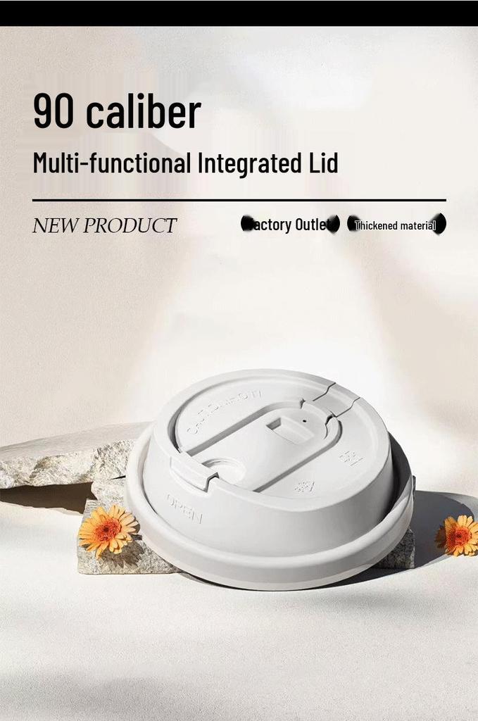 Leak-Proof Disposable Multifunctional Lid for 90 Caliber Cups: Fits Plastic and Paper Coffee, Milk Tea, and Takeaway Cups.