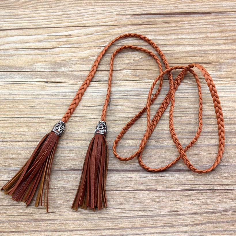 Cintura bohémien da donna intrecciata con nappe, catena per vita decorata con nodo intrecciato, corda per vita da donna alla moda