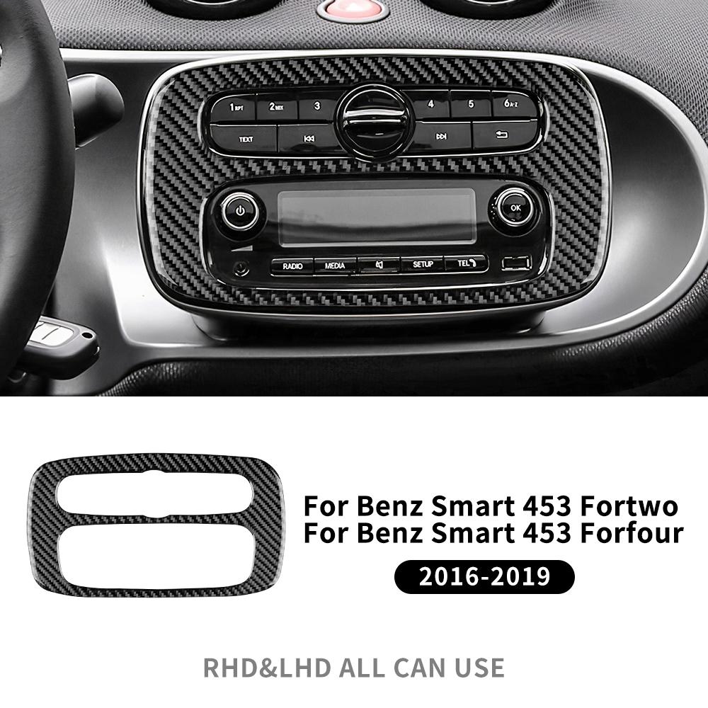

Наклейка из настоящего мягкого углеродного волокна для Mercedes Benz Smart 453 Fortwo Forfour 2016 2017 2018 Рамка панели управления CD в центре автомобиля Black 2016-2019