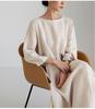 2024 Oversized Plus Size Cotton Linen Dress, Round Neck, Solid Color Swing Skirt - Japanese Korean Style