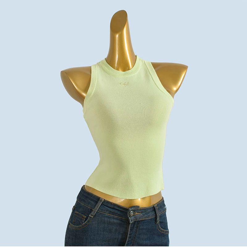 Digging Shoulder I-Shaped Vest Female Summer Outwear Sweet Sexy Silm Knitting Embroidered Strap Vest Dopamine Tops