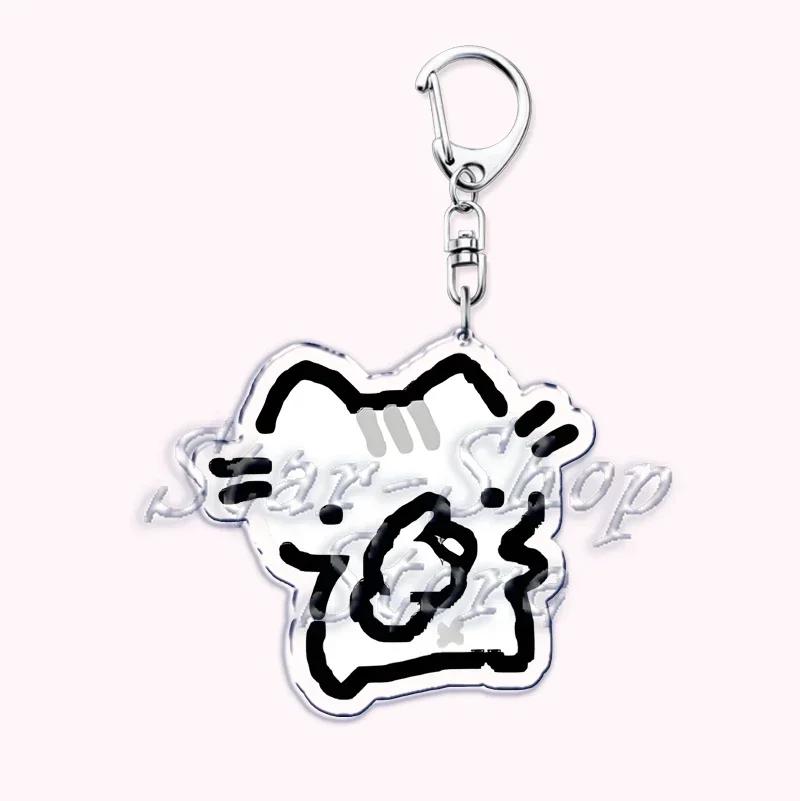 Kawaii Little Cat with Flower Keychains Strawberry Kitten Keyring for Accessories Bag Key Chain Ring Jewelry Fans Friends Gifts