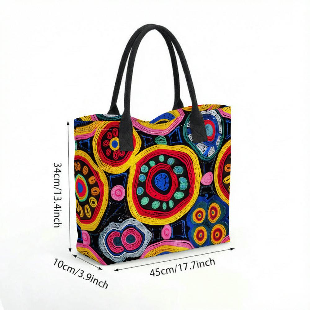  Bohemian Colorful Pattern Large Capacity Women Casual Tote Shoulder Bag for Daily Use
