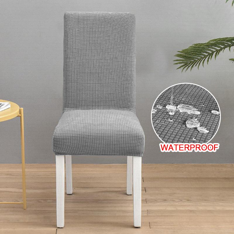 Waterproof Jacquard Chair Cover For Dining Room Thick Fabric Chair Slipcover Protector Washable Seat Cover For El Banquet 1Pc