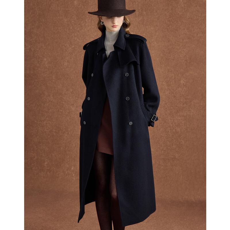 Wudao British Style Double-Breasted Wool-Cashmere Trench Coat