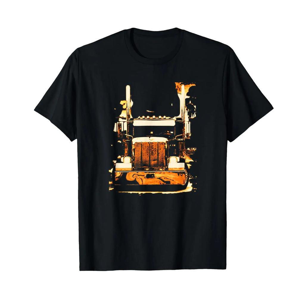Maglietta Camion Semi-camion Rig vintage Lavata Versatile Leggermente alla moda uomo Traspirante streetwear Alla moda grafica Morbida
