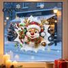 Cheerful Christmas Atmosphere Decals 2Pcs Stained Glass Style Window Clings, Double?Sided Printed Xmas Static Merry Room Ornaments Decals,