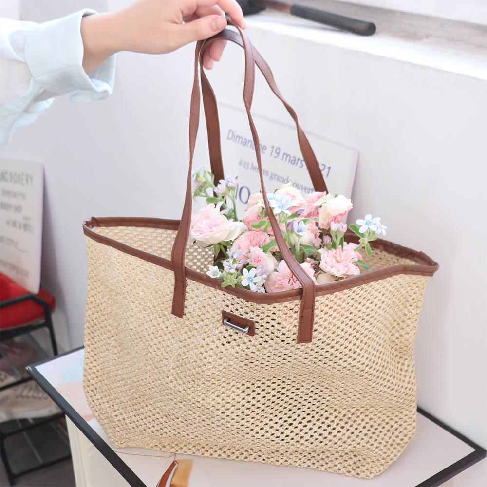 Boho Straw Tote Bag Summer Shoulder Bags Simple Woven Straw Bag for Women