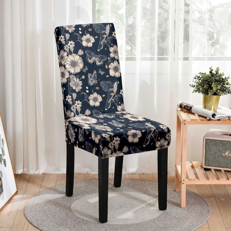 Minimalist Printed Chair Cover Botanical Floral Pattern Non-Slip Odorless Seat Cover Home Hotel Universal Elastic Chair Cover