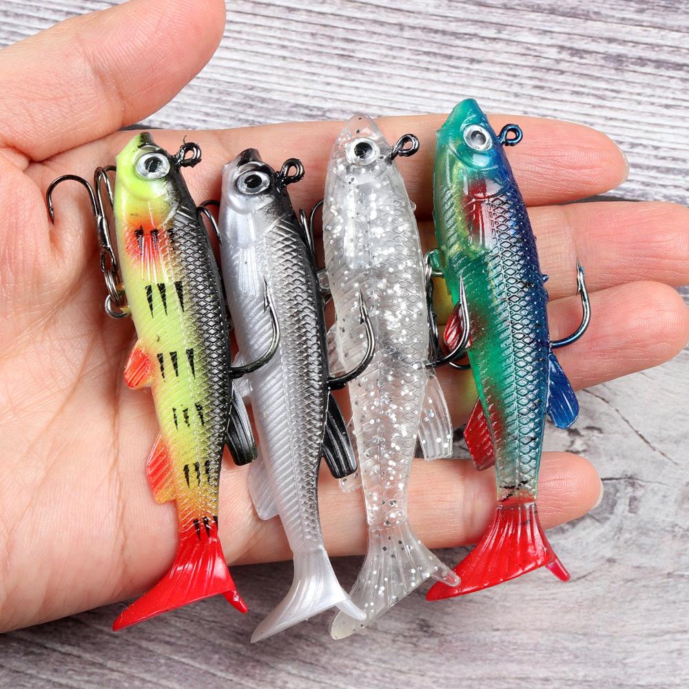 Lead-coated Artificial Soft Swim Baits Lure 8CM 12g Multiple Colors Bionic T-tail Design for Saltwater Fish Freshwater Fish Pike