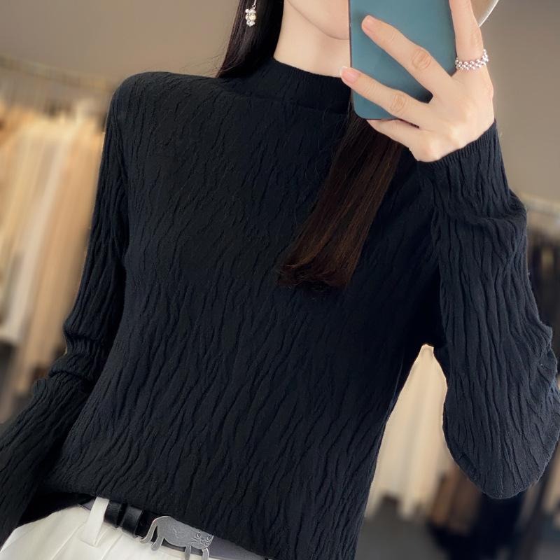 

INDFS Женская мода Повседневный Осень Зима Однотонный Принт Длинный Рукав Полуводолазка Свитера XXL