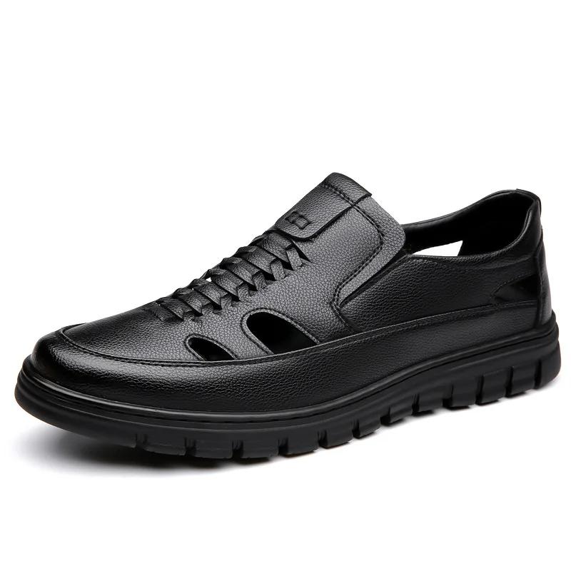 

Fashion Designer New British-style Hollow Men s Loafers Fashion Thick-soled Shallow-mouth Slip-on Outdoor Hiking Leather Shoes for Men 38 чёрный