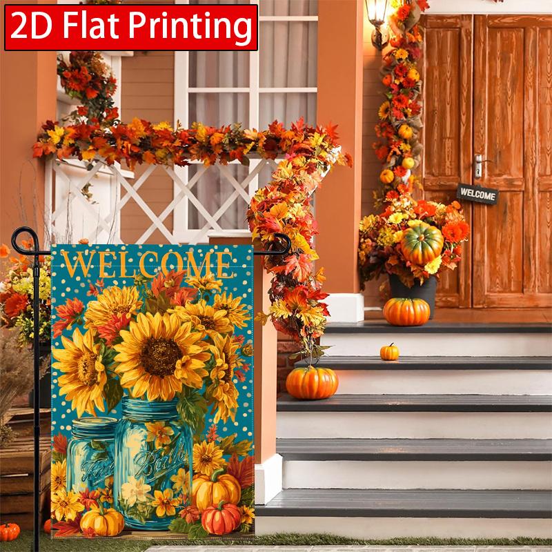 2D Flat - 2D Flat - 2D Flat Welcome Autumn Pumpkin Autumn Harvest Sunflower Garden Flag_New_2 (2)- Outdoor Garden Flag Double-Sided Home Decoration Co