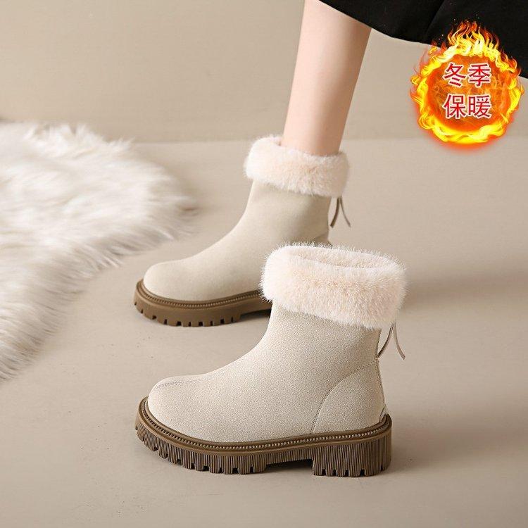 Winter neue dicksohlige Samt verdickte Schneestiefel für Damen, große Größe warmes Handtuch, kurze Stiefel, Baumwollschuhe für Damen