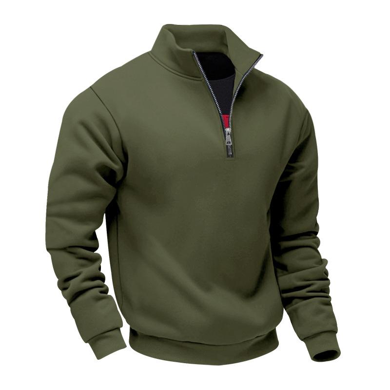 Mens Winter Warm Fleece Loose Half Zip Stand Collar Pullover Sports Sweatshirt