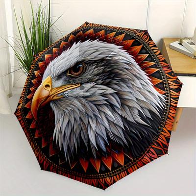 Eagle Motif Automatic Folding Umbrella Lightweight Retractable Design For Outdoor Adventurest39