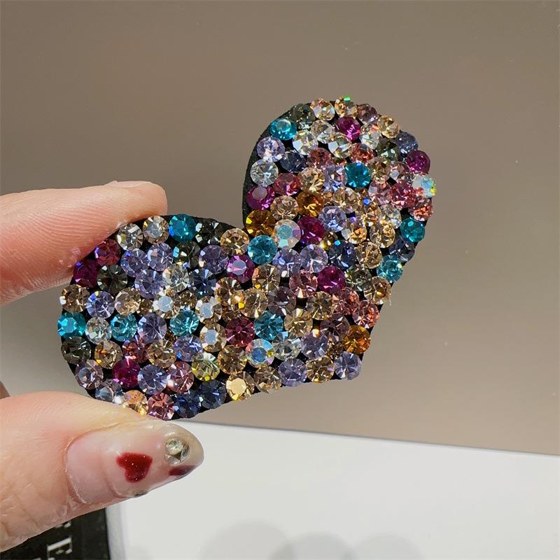 Fashion Women's Luxury Rhinestone Hair Clip Czech Diamond Water Drop Heart Shape Ponytail Hair Accessories