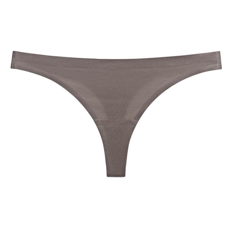 

European and American Ice Silk Seamless Low-Waist Thong for Women - Sexy One-Piece Sports Fitness T-Pants Underwear. M