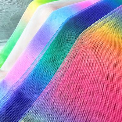 63x35in Rainbow Gradient Tulle Fabric Hexagon Mesh Yarn For Photo Background Clothes DIY Handmade Sewing Baby Shower Tutu Tskirt