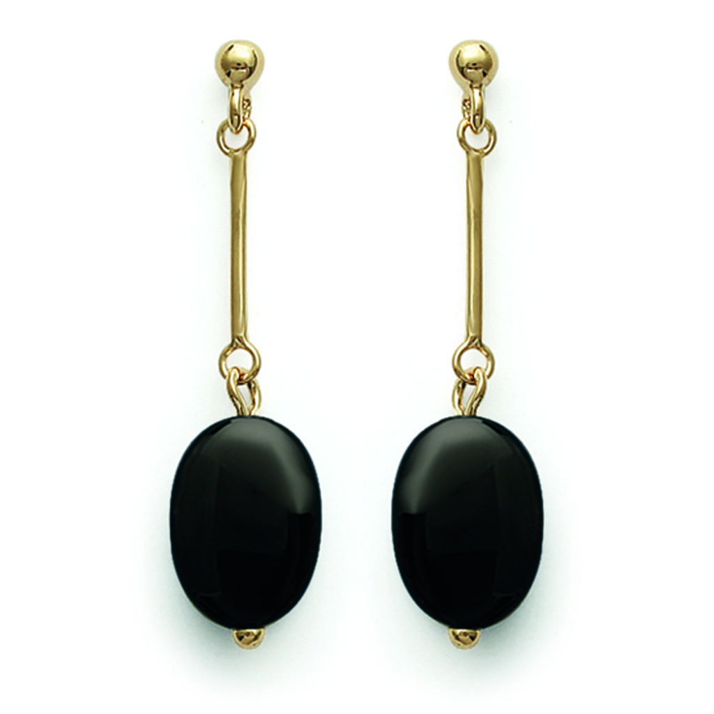 Les Trésors De Lily [E9811] - Boucles plaqué or 'Dragées' Noir doré - 35x10 mm