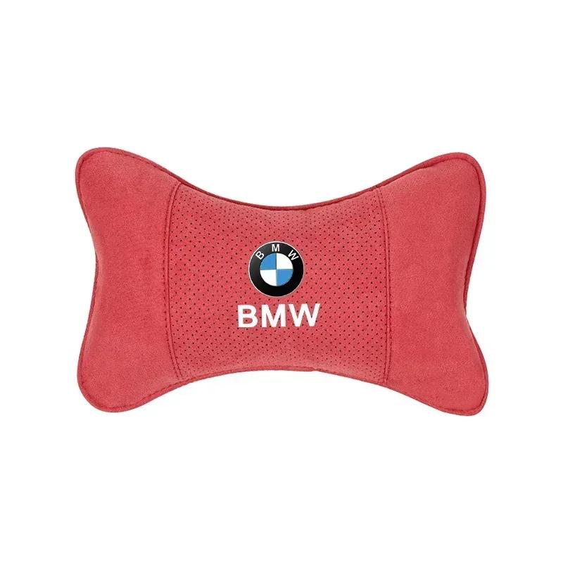 

-Car Suede Headrest Neck Support Auto Seat Accessories For BMW Series i3 i4 G07 G06 G05 G02 G01 F48 F39 G42 G30 G20 G26 F01 F02 червоний
