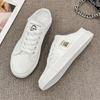 2025 Spring and Autumn New Canvas Shoes Female Students Half Drag Lazy One Pedal Versatile Breathable Casual White Shoes Tide