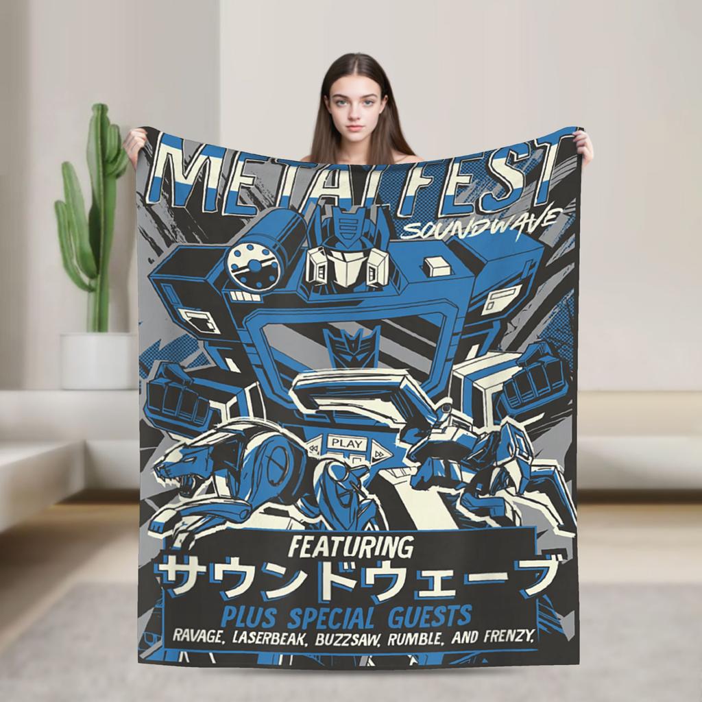 Transformers Decepticons Soundwave Blankets Robot Flannel Funny Warm Throw Blanket for Bedspread Spring/Autumn Couch