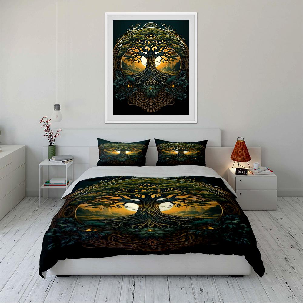 Mystical Tree of Life Bedding Set Bedding Set (1 Duvet Cover, 2 Pillowcases, Duvet Not Included)