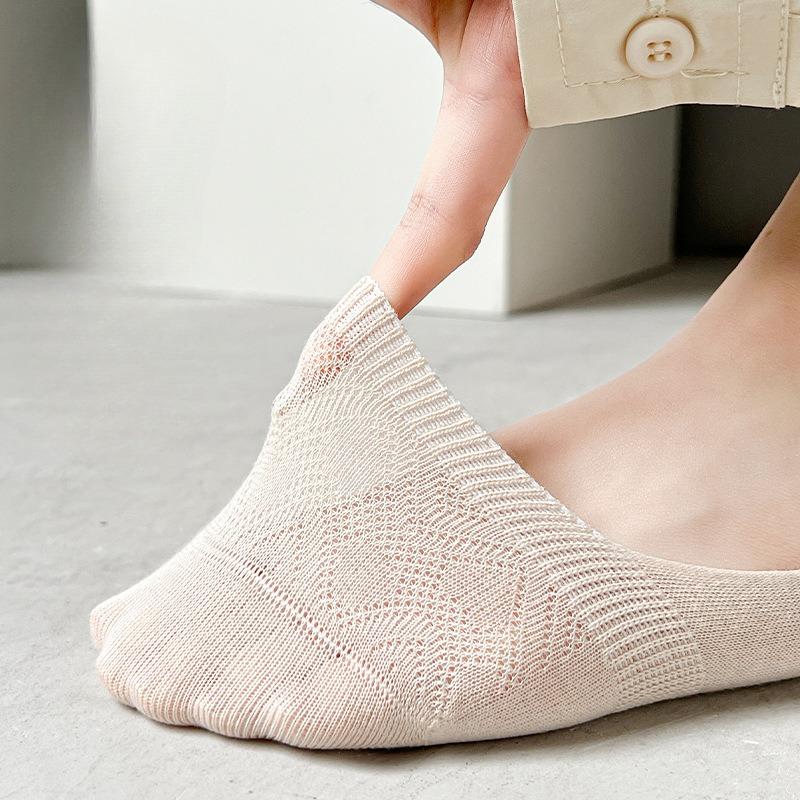 Summer Mesh Boat Socks for Women, Breathable Cut-out Shallow Mouth Solid Color Invisible Socks, Boneless Short Socks for Women